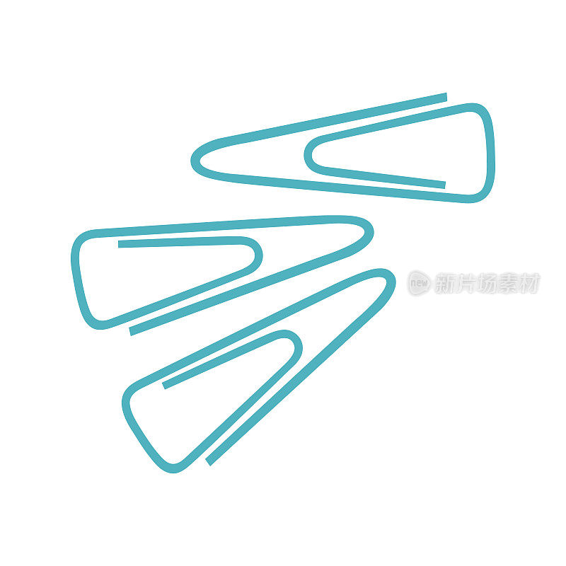 Illustration of blue paper clip. Graphic design of school supplies. Office supplies - stationery and school supplies. Back to school.